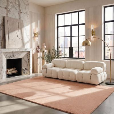 SAFAVIEH Washable Rug Faux Rabbit Fur Shag Collection - 8' x 10', Beige, Slip Resistant & Easy Cleaning, Ideal for Living Room, Bedroom, Dining Space (FRF500B)