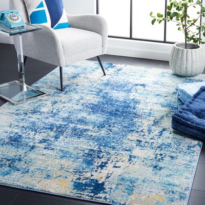 SAFAVIEH Area Rug 8x10 - Jasper Collection - Large - Navy & Ivory, Modern Abstract Design, Non-Shedding & Easy Cleaning, Ideal for Living Room, Bedroom, Office, Dining Space (JSP140N)
