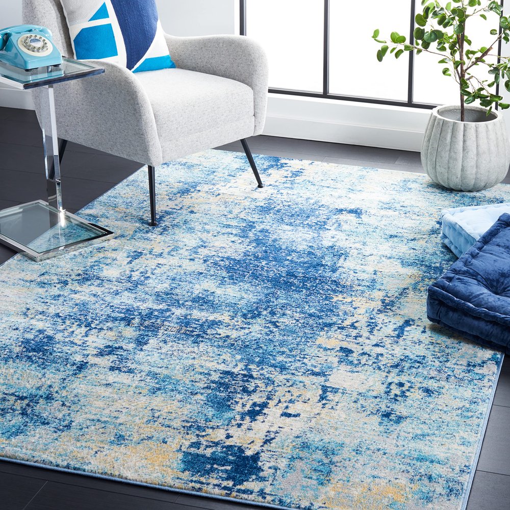 SAFAVIEH Area Rug 8x10 - Jasper Collection - Large - Navy & Ivory, Modern Abstract Design, Non-Shedding & Easy Cleaning, Ideal for Living Room, Bedroom, Office, Dining Space (JSP140N)