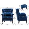 chairus Mid-Century Modern Accent Chair with Ottoman, Comfy Velvet Single Sofa Chair Button Tufted Wingback Armchair with Pillow for Living Room/Bedroom/Club - Blue view 3