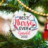 Best Nurse Ever Ornament Christmas 2026, Personalized Choose Name & Date Nurse Ornament Xmas, Custom Christmas Ornament Gift for Men Women Coworker, Nursing Ornaments Gift for Holiday Appreciation view 3
