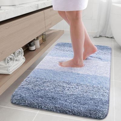 Arotive Microfiber Bathroom Rugs, Shaggy Soft and Absorbent Bath Rug, Non-Slip, Thick Plush Machine Washable Dry Bath Mats for Bathroom, Tub and Shower, 36x24, Light Blue, Rectangular