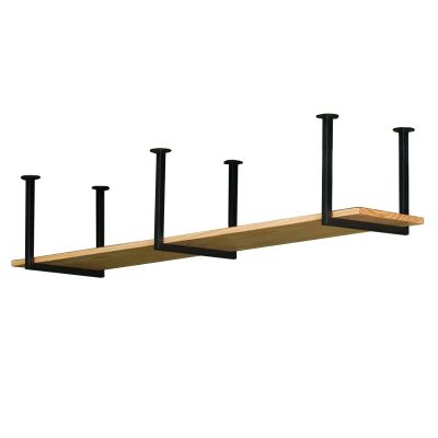 Drsyffsup Ceiling Shelf Floating Suspended Shelving Kitchen Storage Rack Pot Pan Holder Cookware Hanger Flower Stand for Bar Garage Restaurant, Solid Wood and Metal Iron (Size : 1-Layer 150x30x40cm)