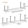 Drsyffsup Ceiling Shelf Floating Suspended Shelving Kitchen Storage Rack Pot Pan Holder Cookware Hanger Flower Stand for Bar Garage Restaurant, Solid Wood and Metal Iron (Size : 1-Layer 150x30x40cm) view 2