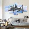 5 Piece Airplane Decor Poster Canvas Wall Art Decorative F-22 Raptor Fighter Jets Paintings Kid Bedroom Decor Aesthetics Living RoomWall Decorations Modern Artwork Framed Ready to Hang - 60"W x 32"H view 2