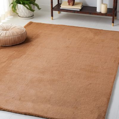 SAFAVIEH Washable Rug Faux Rabbit Fur Shag Collection - 6' x 9', Brown, Slip Resistant & Easy Cleaning, Ideal for Living Room, Bedroom, Kids Playroom, Nursery, Dining Space (FRF500T)