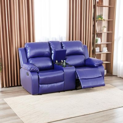A Ainehome Living Room Furniture Set Leather Recliner Sofa Set Loveseat Chair Furniture Sofa Set for Living Room/Small Space/Rv/House/Office/Theater Seating (A-Blue Leather, Loveseat)
