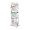 3 Tier Laundry Hamper Basket Plastic Rolling Laundry Cart with Wheels, Multipurpose Laundry Sorter Storage Trolley Shelf Basket, Beige view 1