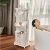 3 Tier Laundry Hamper Basket Plastic Rolling Laundry Cart with Wheels, Multipurpose Laundry Sorter Storage Trolley Shelf Basket, Beige view 2