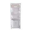 3 Tier Laundry Hamper Basket Plastic Rolling Laundry Cart with Wheels, Multipurpose Laundry Sorter Storage Trolley Shelf Basket, Beige view 4