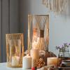 BOOMALTU Hand-Woven Rattan Candle Stand with Removable Glass Cup,9.8" H Tea Light Candle Holder (Large) view 4