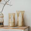BOOMALTU Hand-Woven Rattan Candle Stand with Removable Glass Cup,9.8" H Tea Light Candle Holder (Small) view 3