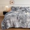 chovy Faux Fur Tie-Dyed Black White Gray Colorful Comforter Sets Queen - 3PC Bed Set Ultra Soft Plush Flannel Velvet Fluffy Fuzzy BeddingComforter x 1 Pillowcases x 2 view 2