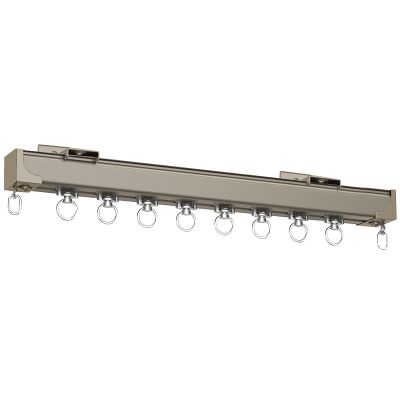 Commercial Straight Curtain Track - 3/6/9/13/16/19 ft Long, Coffee Color Not Bendable Curtain Slider Rail with 8 Pulleys Per Meter, for Bedroom Hide Closet ( Color : Wall Mount , Size : 440cm/14.4ft )