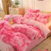 chovy Faux Fur Tie-Dyed Pink White Red Colorful Comforter Sets King - 3PC Bed Set Ultra Soft Plush Flannel Velvet Fluffy Fuzzy BeddingComforter x 1 Pillowcases x 2 view 3