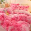 chovy Faux Fur Tie-Dyed Pink White Red Colorful Comforter Sets King - 3PC Bed Set Ultra Soft Plush Flannel Velvet Fluffy Fuzzy BeddingComforter x 1 Pillowcases x 2 view 4
