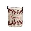 Custom Fun Baseball Texture Storage Basket with Handles Personalized Name Waterproof Collapsible Laundry Baskets for Clothes view 1