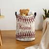 Custom Fun Baseball Texture Storage Basket with Handles Personalized Name Waterproof Collapsible Laundry Baskets for Clothes view 4
