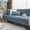 XSlive Leaf Embroidery Velvet Sofa Couch Cover Plush Quilted Sectional Couch Cover Super Soft Nonslip Sofa Slipcover Furniture Protector for Dogs, Children, Pets (Dark Blue,43"x43") view 1