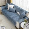XSlive Leaf Embroidery Velvet Sofa Couch Cover Plush Quilted Sectional Couch Cover Super Soft Nonslip Sofa Slipcover Furniture Protector for Dogs, Children, Pets (Dark Blue,43"x43") view 3