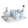 EKAYG Wall-Mounted Five-Piece Bathroom Ceramic Set, Ceramic Toothbrush Holder Soap Dispenser Soap Holder Home Products Bathroom Set Dustproof view 1