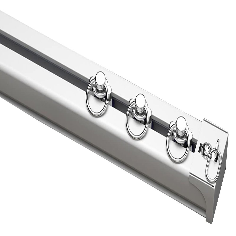 LZMZMQ White Sliding Curtain Track System, 3.2/6.5/13/16/32.8/39.3/49.2 ft Long Aluminum Alloy Curtain Rod Rail - Not Bendable, for Balcony/Bedroom (Color : Ceiling Mount, Size : 700cm/22.9ft)