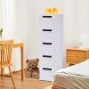 5 Tier White Plastic Storage Cabinet Stackable 5 Drawers Vertical Clothes Storage Cabinet with Wheels for Home Bedroom 7.9 x 15.8 x 33.1in view 2