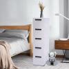 5 Tier White Plastic Storage Cabinet Stackable 5 Drawers Vertical Clothes Storage Cabinet with Wheels for Home Bedroom 7.9 x 15.8 x 33.1in view 4
