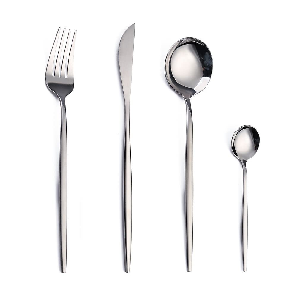 48 Piece Silverware Set Service for 12 Durable Stainless Steel Wedding Home Kitchen Restaurant Cutlery Utensils Set Mirror Polished Include Knifes Teaspoons Forks and Spoons Delicate Tableware