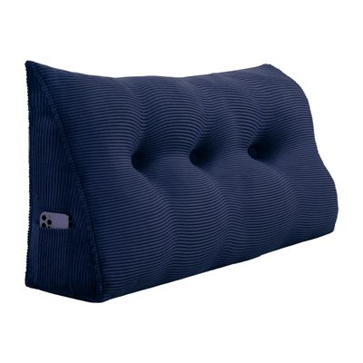 8 lbs Thickened Twin Wedge Pillow Headboard, College Dorm Bed Triangular Reading Pillow, Bed Bolster Pillow for Sitting in Bed, Dorm Bedding Essentials for Girls & Boys, Cordury Blue