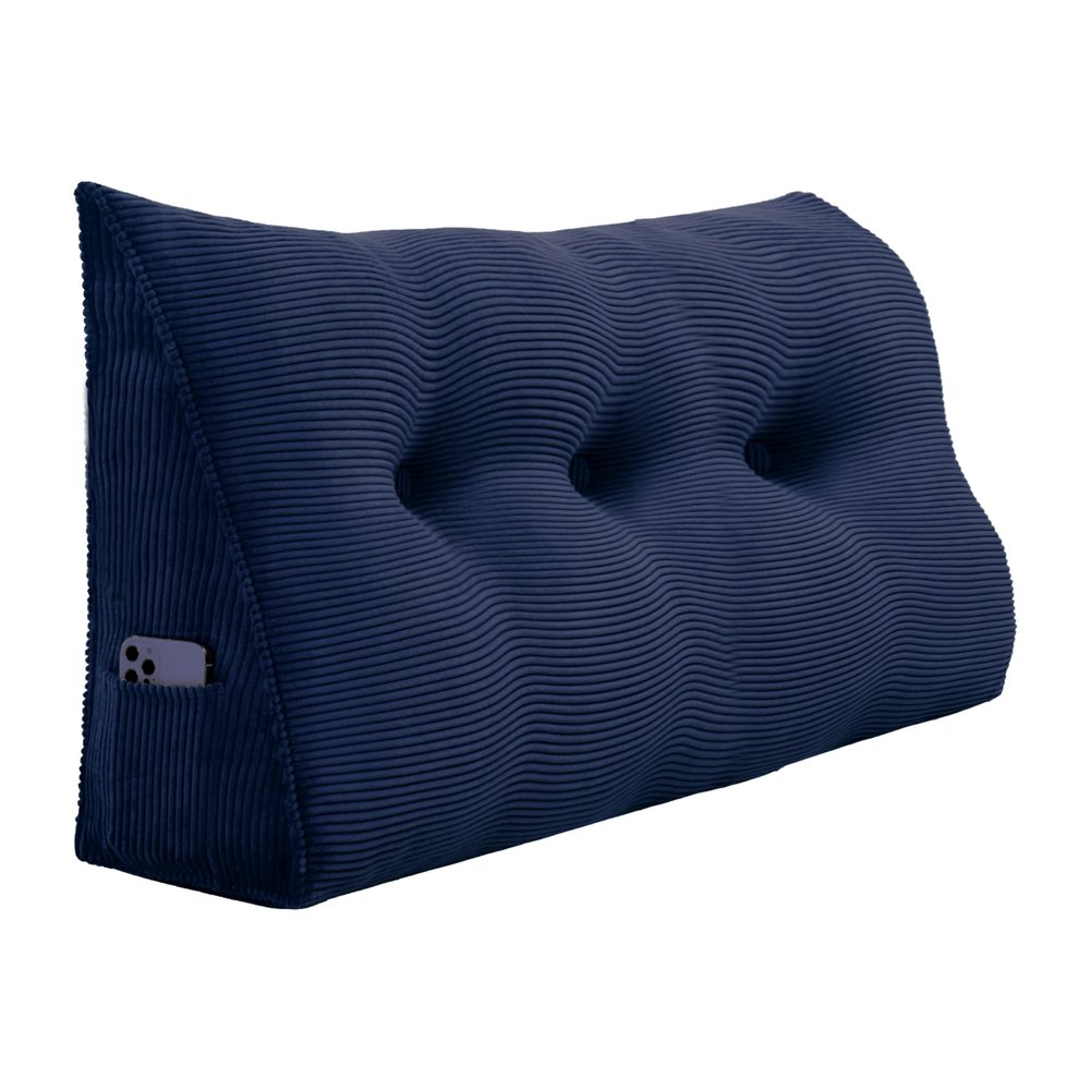 8 lbs Thickened Twin Wedge Pillow Headboard, College Dorm Bed Triangular Reading Pillow, Bed Bolster Pillow for Sitting in Bed, Dorm Bedding Essentials for Girls & Boys, Cordury Blue