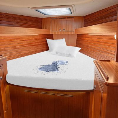 After Berth Mattress Protector Pad Cover White Color Fits Upto 8inch Deep Pocket 100% Waterproof in After Berth Fitted Style Ultra Soft Terry Cotton Material Vinyl-Free Easily Washable