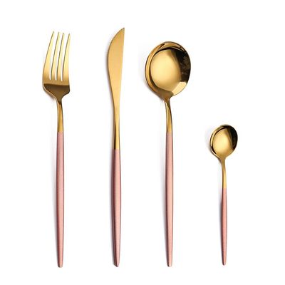 24 Piece Pink Silverware Set Service for 6 Durable Stainless Steel Wedding Home Kitchen Restaurant Cutlery Utensils Set Mirror Polished Include Knifes Teaspoons Forks and Spoons Delicate Tableware