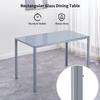 47" Glass Dining Table with Tempered Glass Top and Metal Legs, Small Space Glass Kitchen Table for Apartment Kitchen, Dining Room view 3