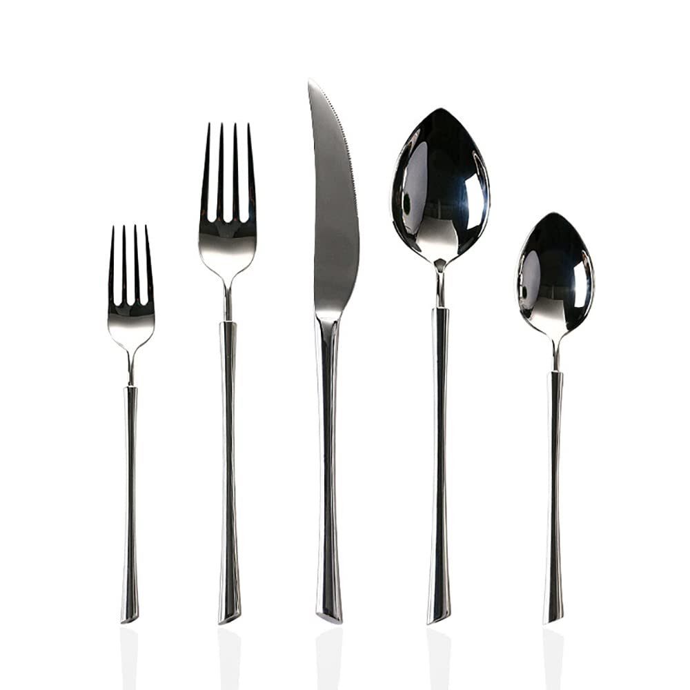 60 Piece Silverware Set for 12 Flatware Sets 18/10 Stainless Steel Durable Home Kitchen Restaurant Wedding Cutlery Utensils Delicate Knifes Forks and Spoons Tableware Set Mirror Polished