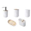EKAYG Wall-Mounted 5Pcs Bamboo Bathroom Set Toilet Brush Holder Toothbrush Glass Cup Soap Dispenser Soap Dish Bathroom Accessories Dustproof view 1