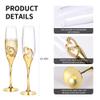 4 Piece Champagne Flutes and Cake Knife Server Set, Bride & Groom Toasting Flutes with Cake Cutting Set, Diamond Champagne Glasses Set for Wedding Reception or Anniversary Party, House Warming, Gold view 2