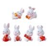 ABOOFAN Bunny Miniature Rabbit Figures 6Pcs Mini Figurines Chinese Zodiac Year Ornament for Spring Festival New Decoration Assorted Color 5.5X3CM view 1