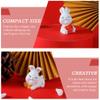ABOOFAN Bunny Miniature Rabbit Figures 6Pcs Mini Figurines Chinese Zodiac Year Ornament for Spring Festival New Decoration Assorted Color 5.5X3CM view 3