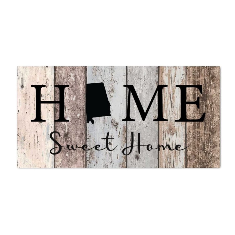 Alioyoit Old Fashioned Wood Pallet Sign Home Sweet Home Alabama State Rustic Wooden Wall Hanging Plaque Wall Sign Classical Wood Craft Sign for Patio Garden Wall Decor 12x24 Inch