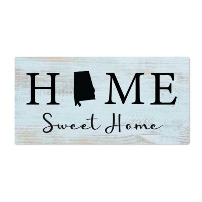Alioyoit Decorative Wood Sign Plaque Home Sweet Home Alabama State Aesthetic Wood Craft Sign Wood Wall Hanging Sign Wall Hanging Sign Wall Decor for Lake House Deck 8x16 Inch