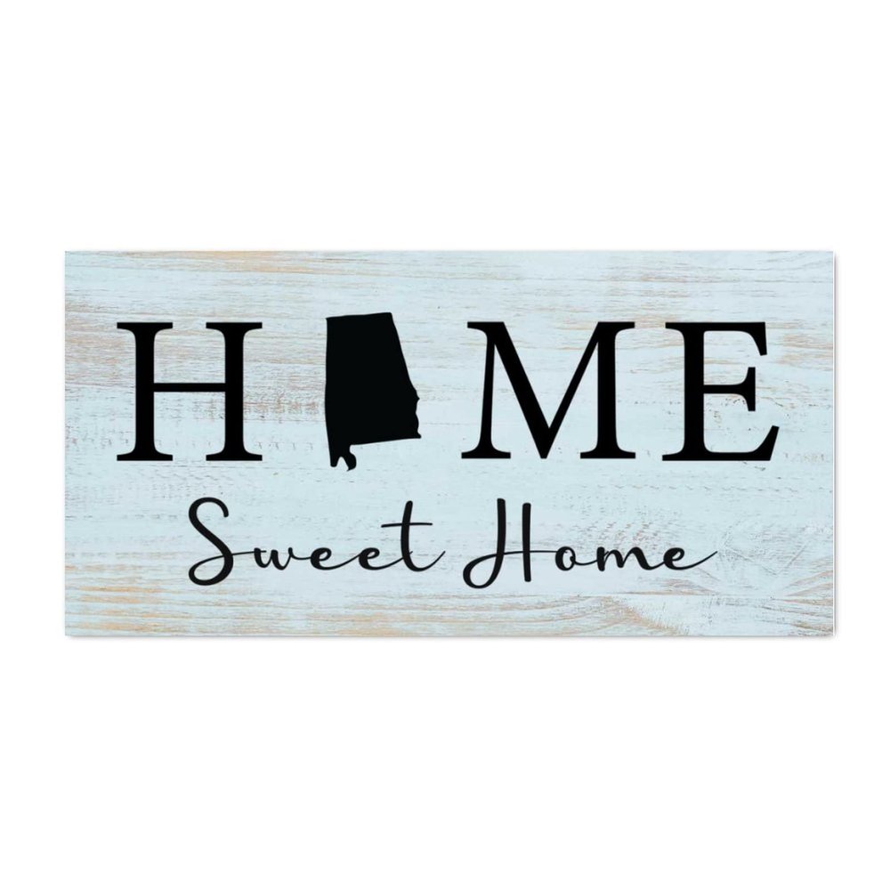 Alioyoit Decorative Wood Sign Plaque Home Sweet Home Alabama State Aesthetic Wood Craft Sign Wood Wall Hanging Sign Wall Hanging Sign Wall Decor for Lake House Deck 8x16 Inch