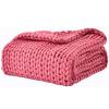 MHUQIA Chunky Knit Blanket Throw 78x78in, 100% Handmade from Supremely Soft Chenille Chunky Yarn Cosy Throw Blanket, Chenille Yarn Knitted Blanket view 1