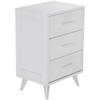 Allora Mid-Century 3 Drawer Nightstand in White and Chrome Finish view 1