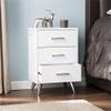 Allora Mid-Century 3 Drawer Nightstand in White and Chrome Finish view 2