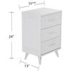 Allora Mid-Century 3 Drawer Nightstand in White and Chrome Finish view 3
