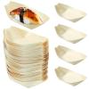 100Pcs Disposable Wooden Sushi Boat, 5.51X3.14X1.57 Inch Natural Wood Serving Tray for Sushi, Desserts, Salads, Snacks, Catering and Home Use view 1