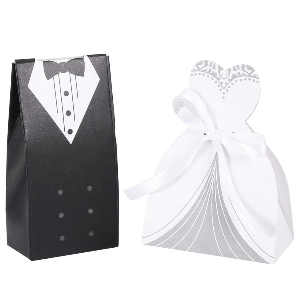 100pcs Wedding Party Favor Boxes Dress Tuxedo Bride Groom Candy ChocolateBox for Decoration Party Supplies(2#), Wedding Party Candy Box, Wedding Party Candy Box, 100pcs Wedding Party FavoWe