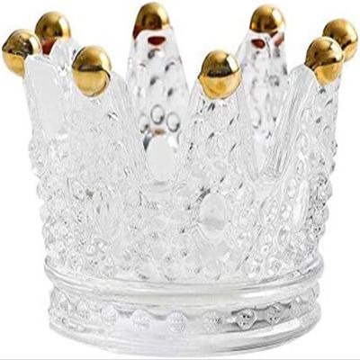 YQBUER Crown Candlestick Crystal Ashtray High Borosilicate Glass Practical Tea Light Stand Gift Wedding Candle Holder (Color : A)