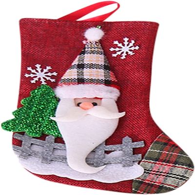 Christmas Stocking,Tree Beads Large Christmas Decorations Santa Claues Socks Plaid Doll Linen Socks Christmas Tree Pendant Ornaments Bag Vintage Easter Garland (Color : A, Size : One Size)